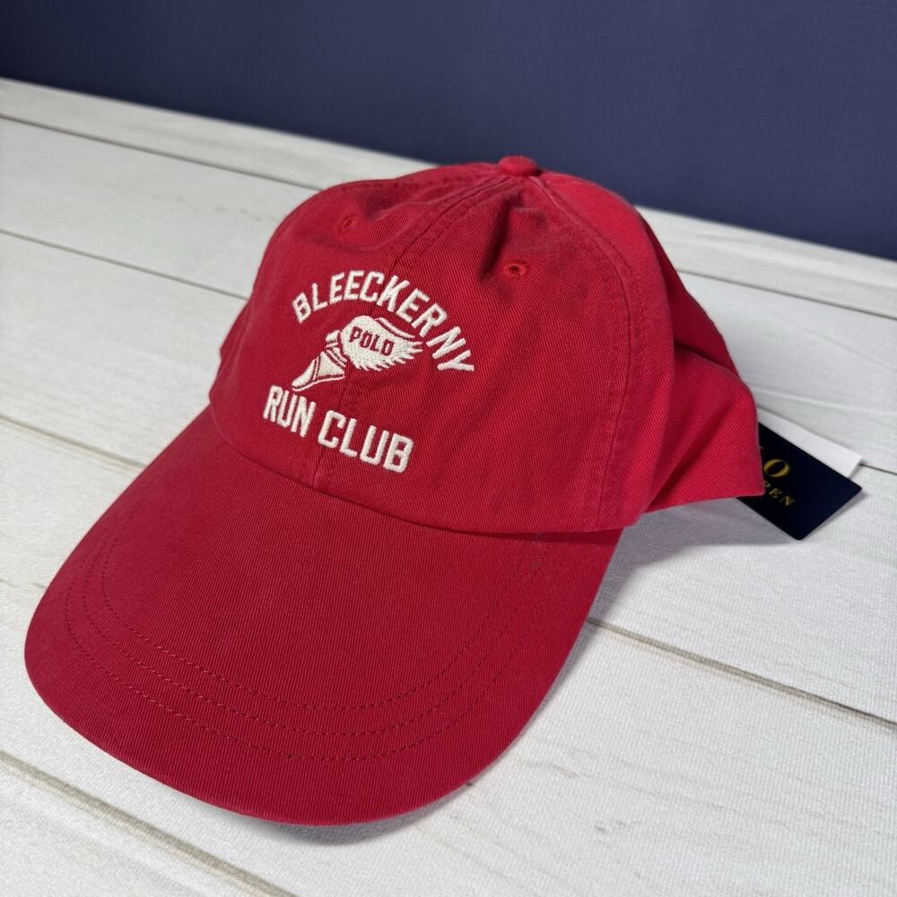 PRL Bleecker NY Run Club Adjustable Red Hat Log Bill Cap Polo Ralph Lauren